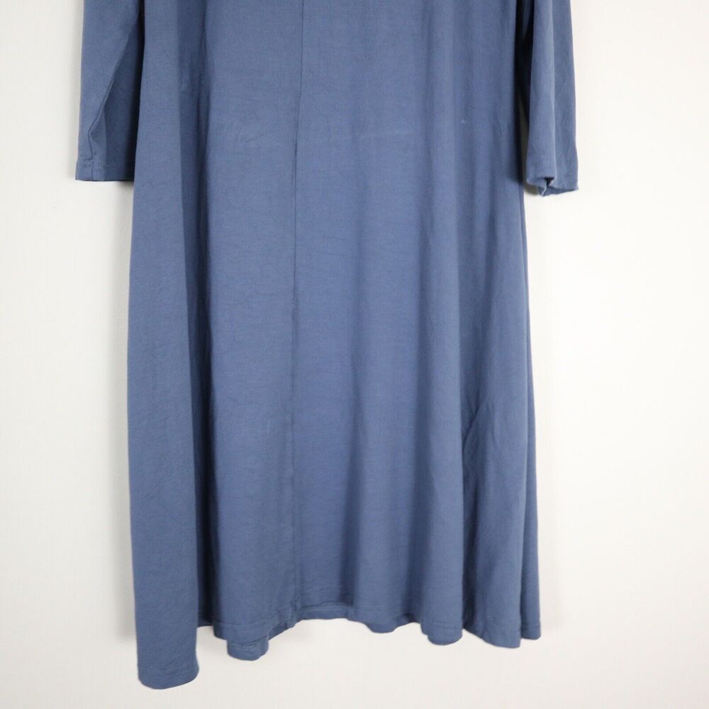 Garnet Hill Size S Scoop Neck Jersey Knit Trapeze Dress 3/4 Sleeve Blue - Picture 11 of 11